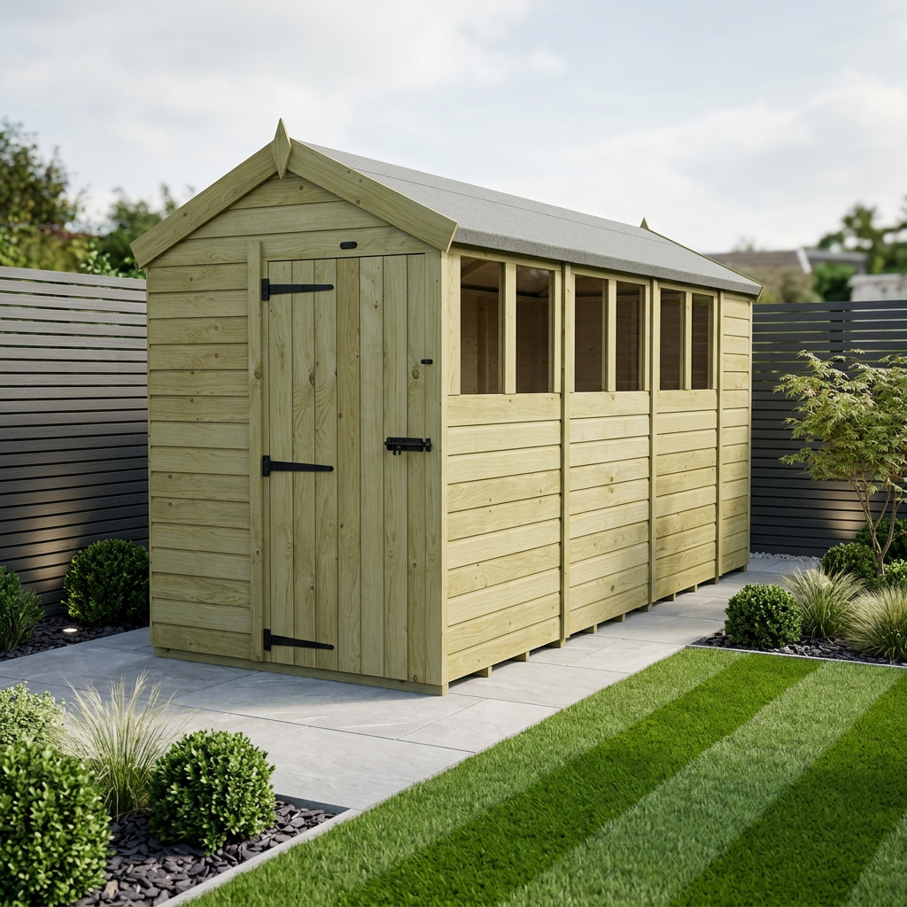 5 x 14 Apex Shed (Single Door, With Windows)