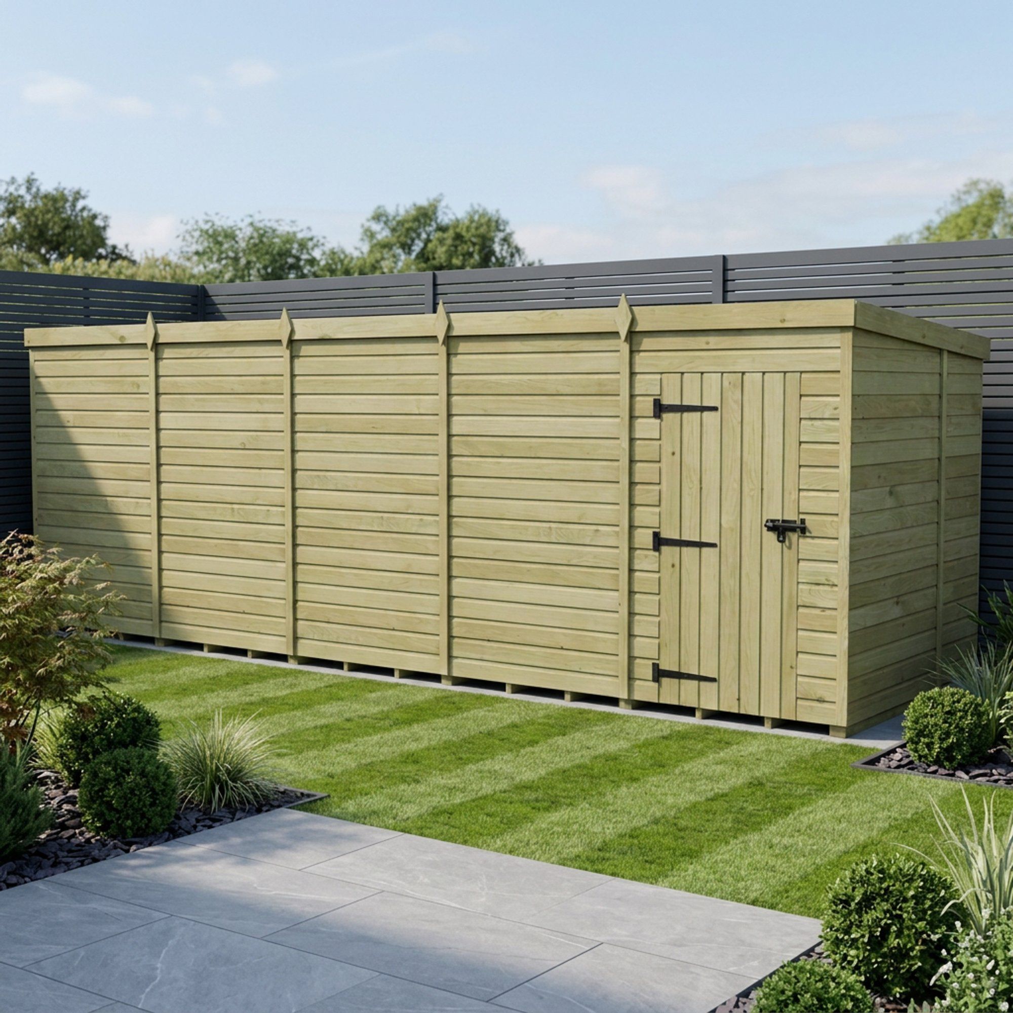 20 x 7 Pent Shed (Single Door, No Windows)