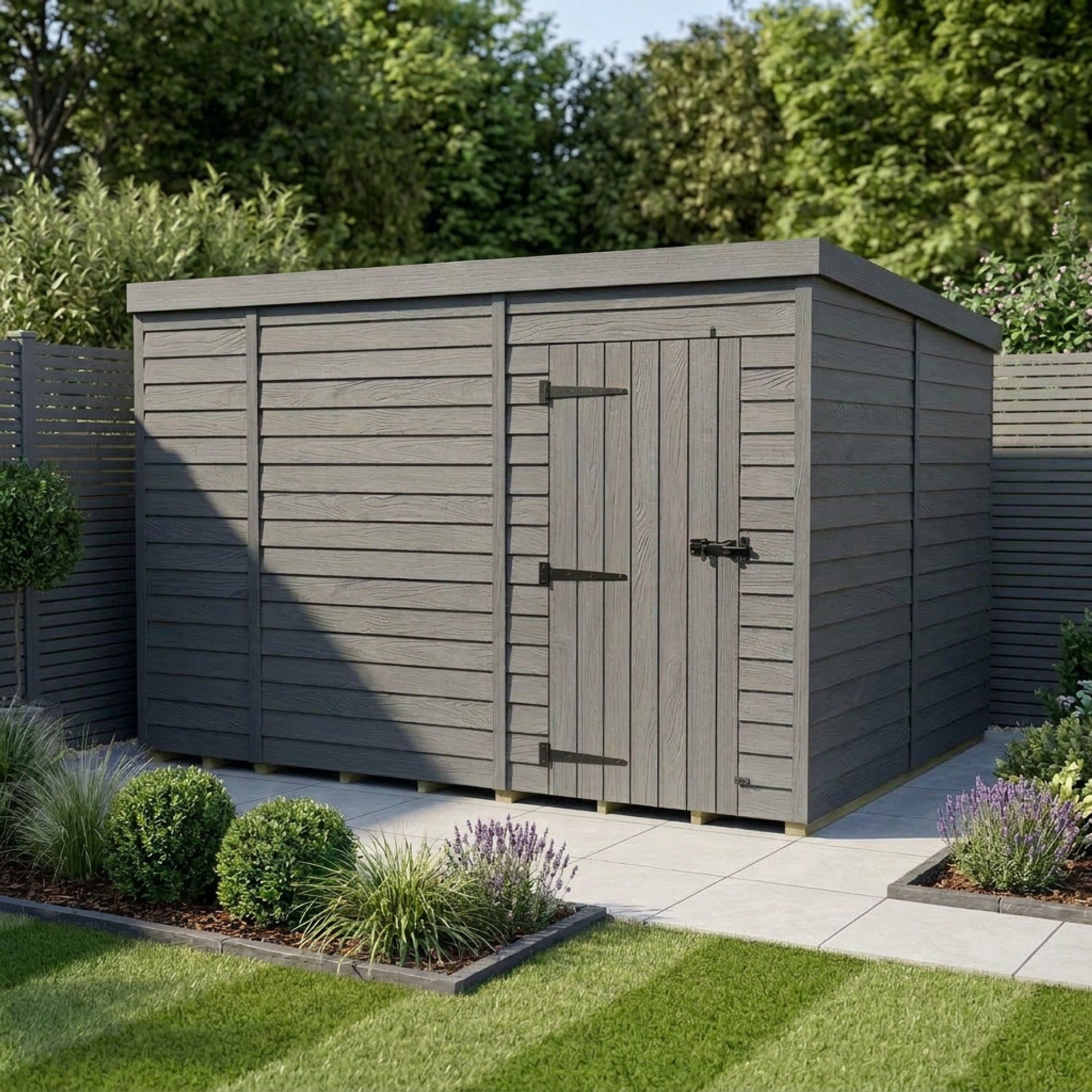 9x8 Pent Composite Shed (Single Door, No Windows)