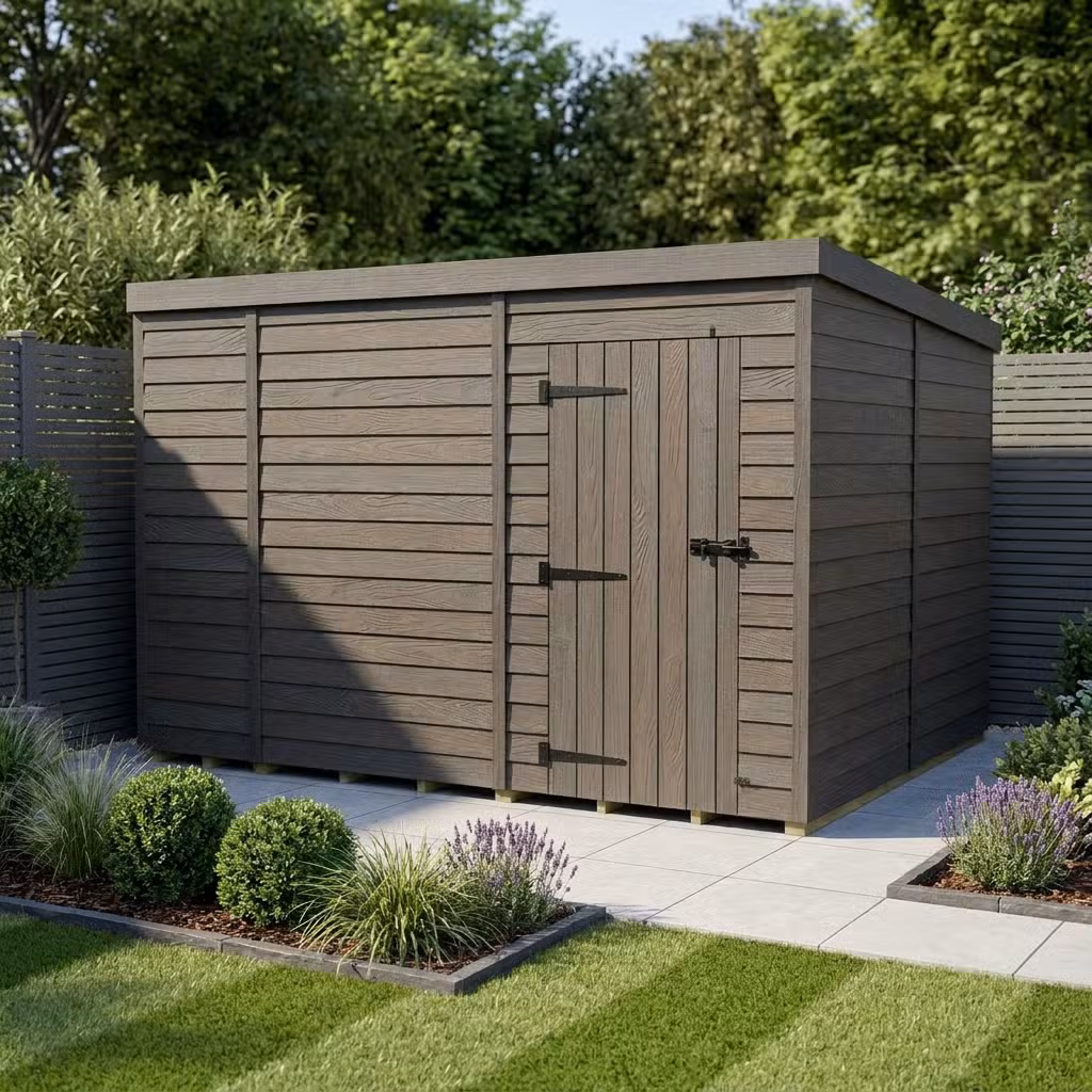 9x8 Pent Composite Shed (Single Door, No Windows)
