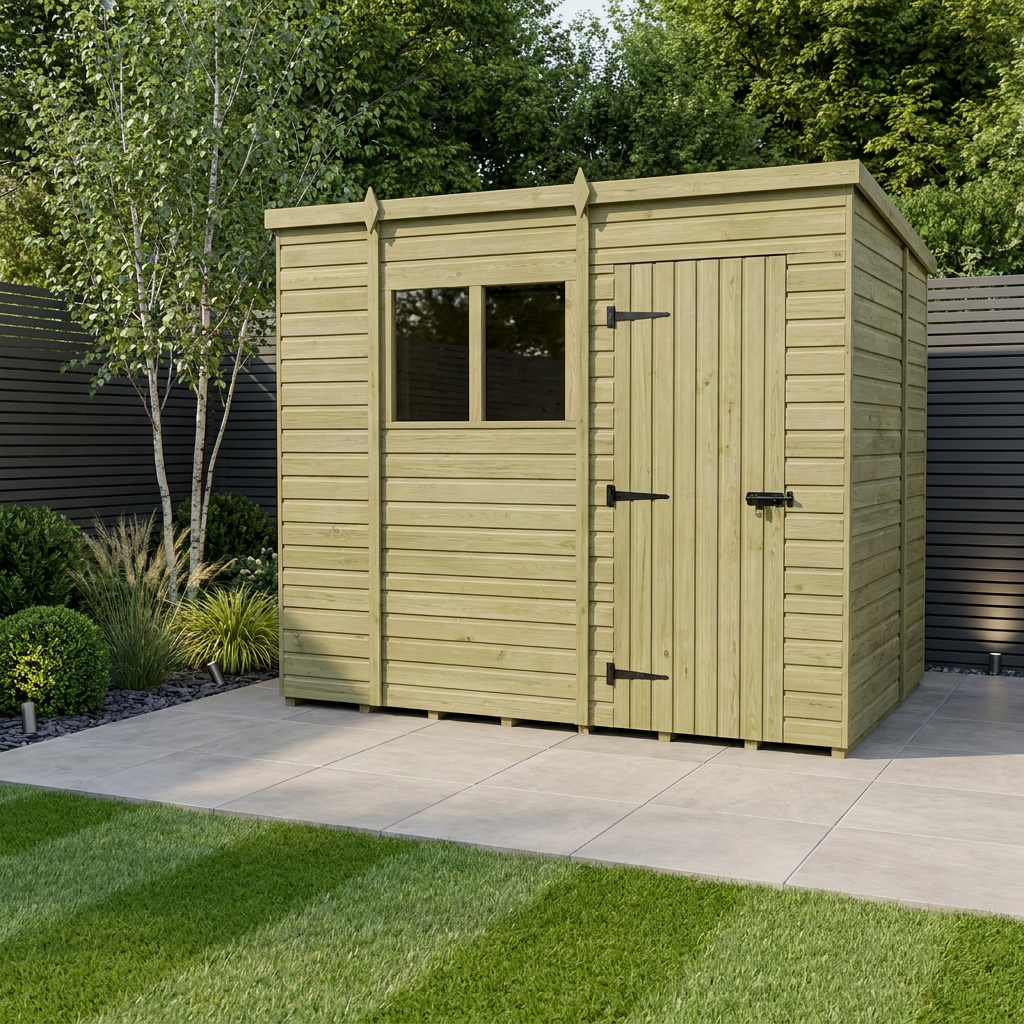 10 x 6 Pent Shed (Single Door, With Windows)