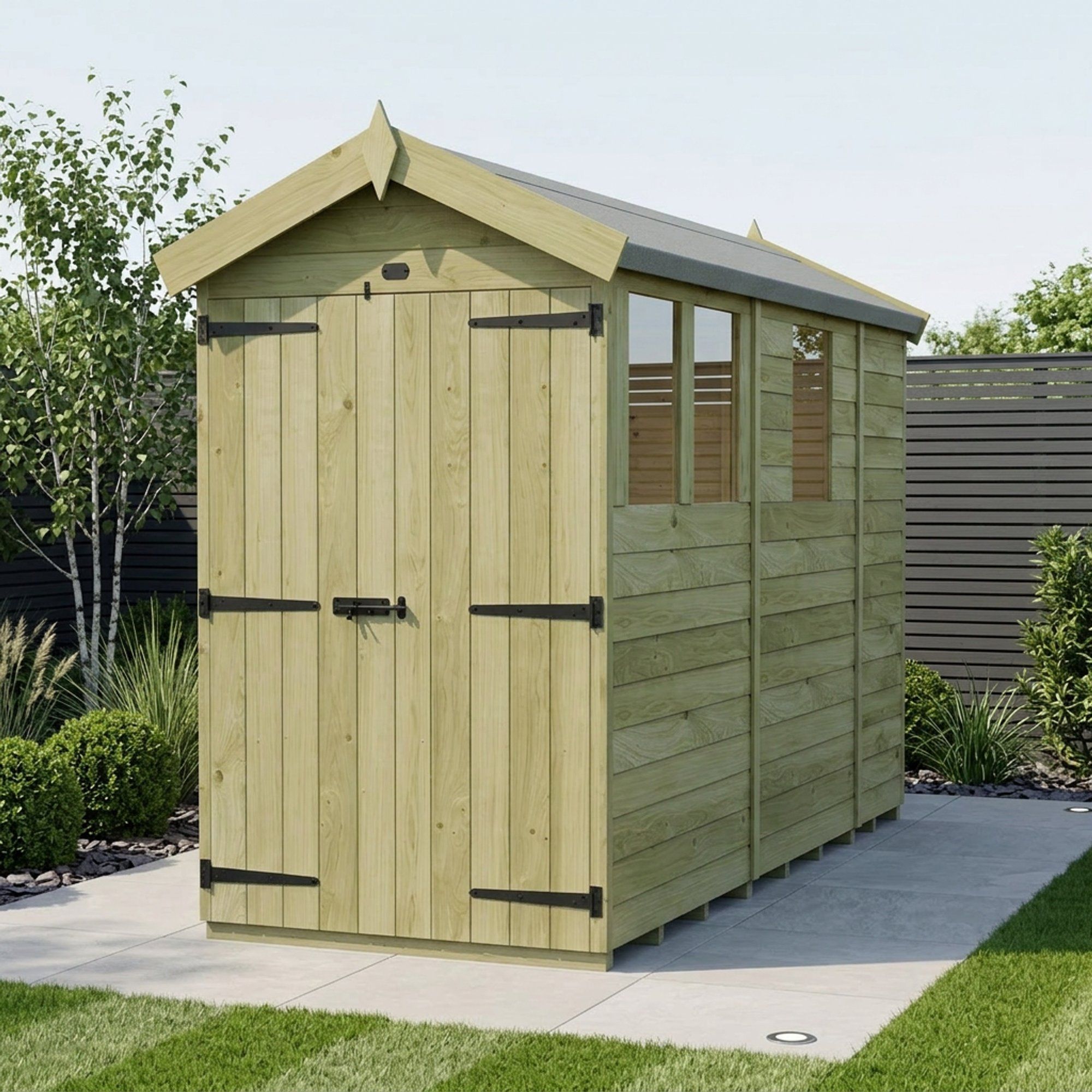 4 x 9 Apex Shed (Double Door, With Windows)