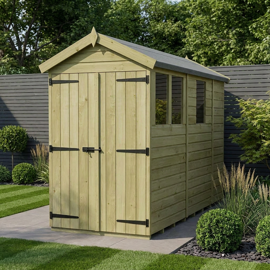 4 x 9 Apex Shed (Double Door, With Windows)