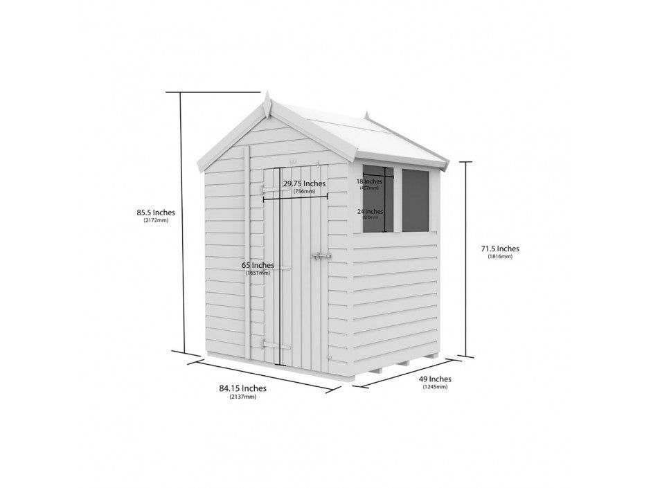 7 x 4 Apex Shed (Double Door, With Windows)