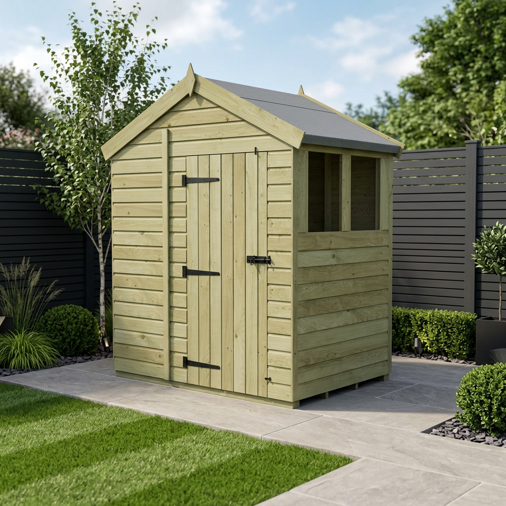 7 x 4 Apex Shed (Single Door, With Windows)