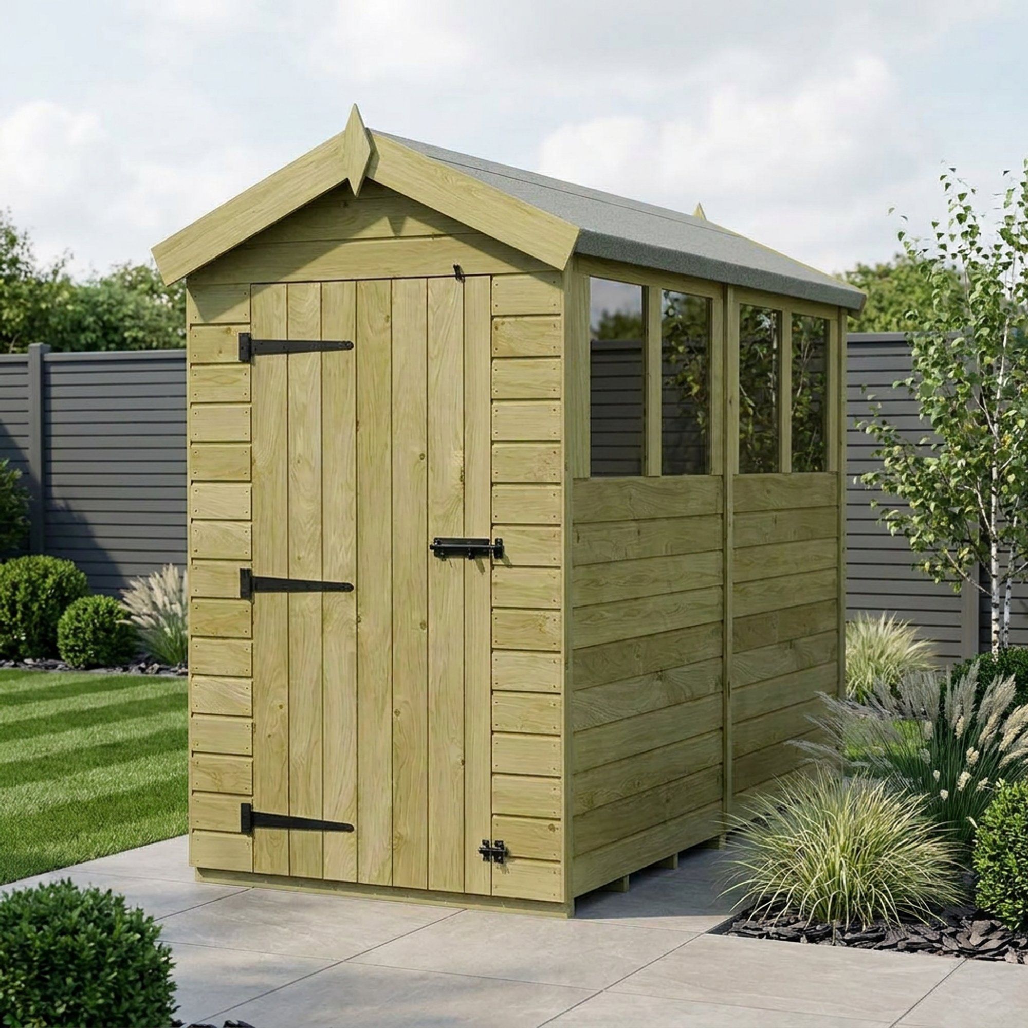 4 x 8 Apex Shed (Single Door, With Windows)