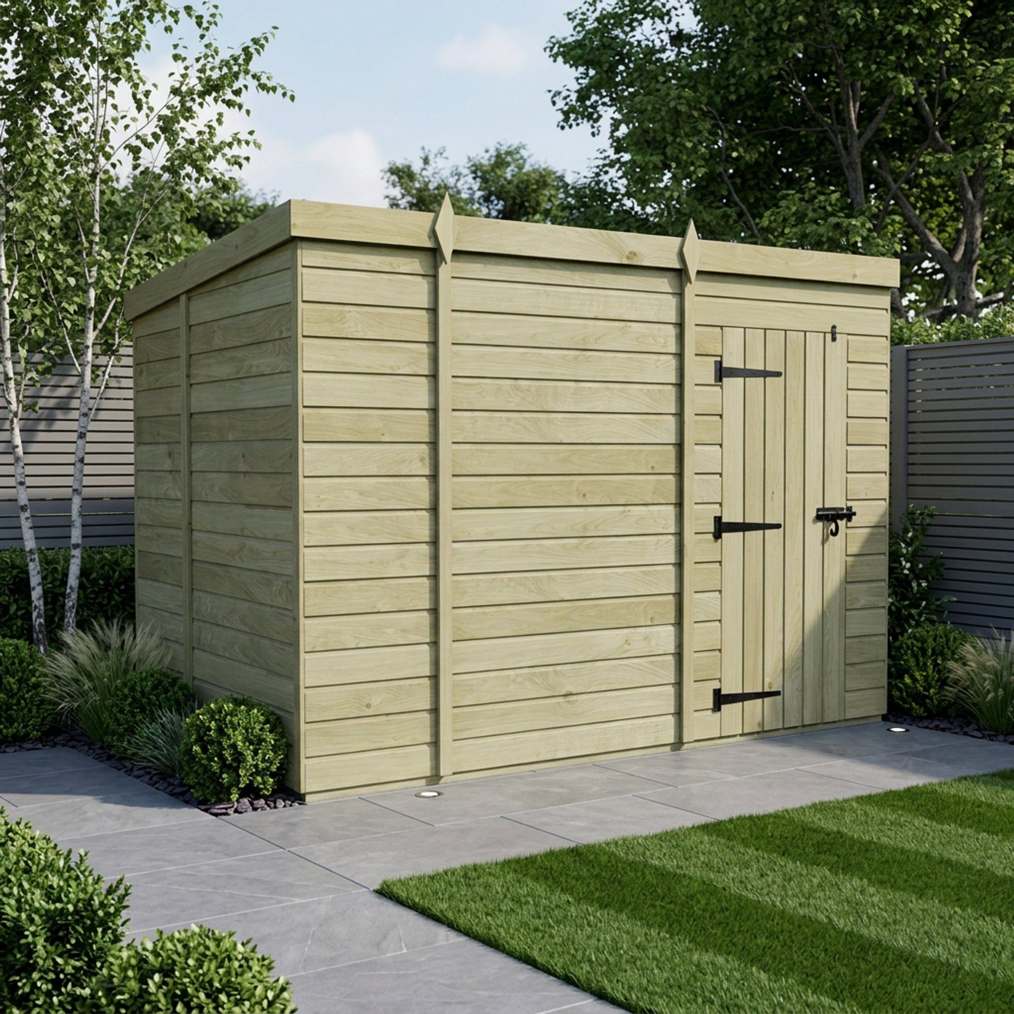 9 x 7 Pent Shed (Single Door, No Windows)