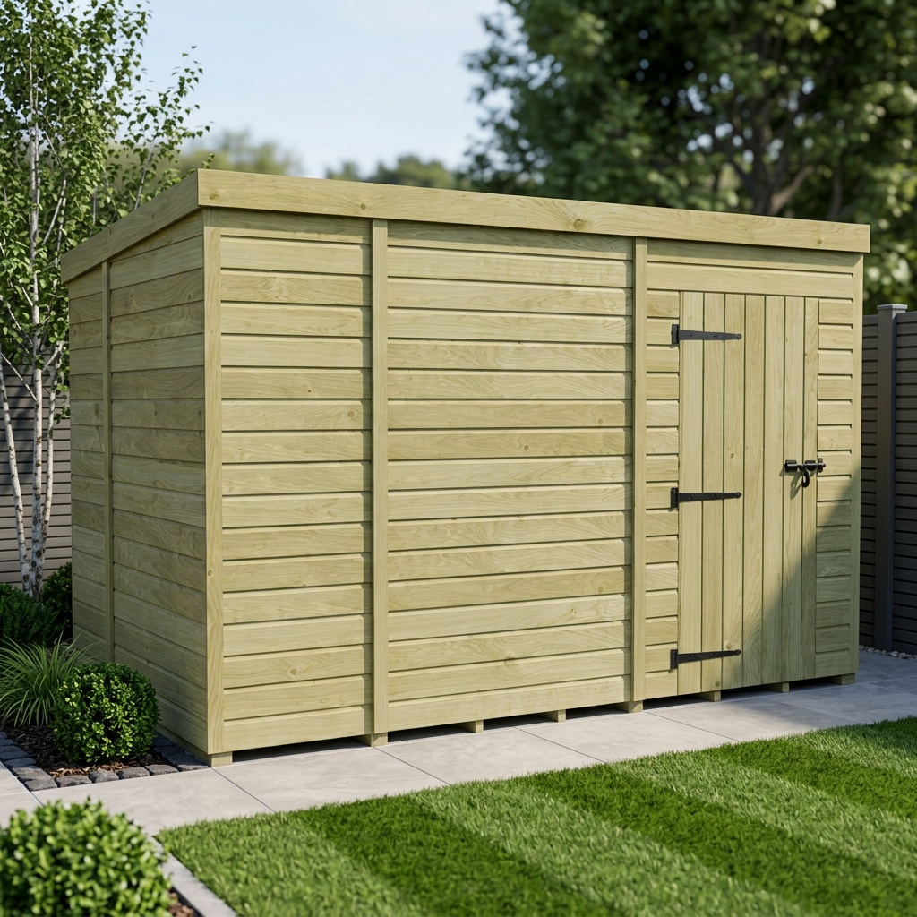 9 x 7 Pent Shed (Single Door, No Windows)