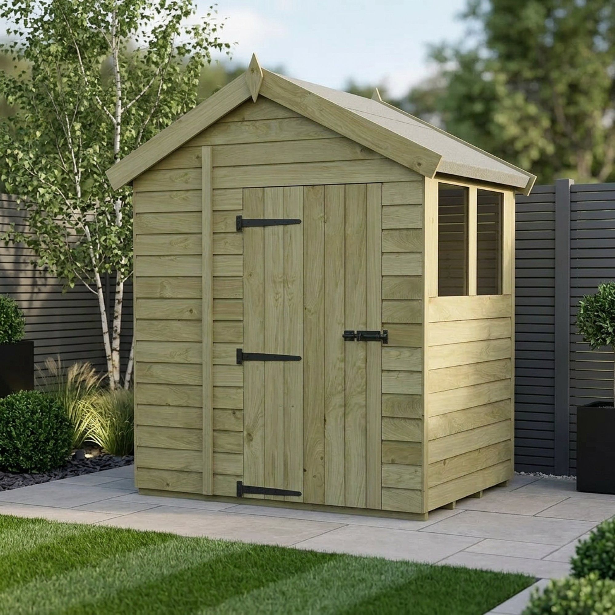 6 x 4 Apex Shed (Single Door, With Windows)
