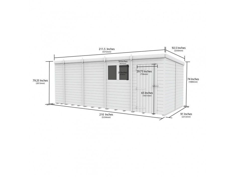19x8 Pent Composite Shed (Single Door, No Windows)
