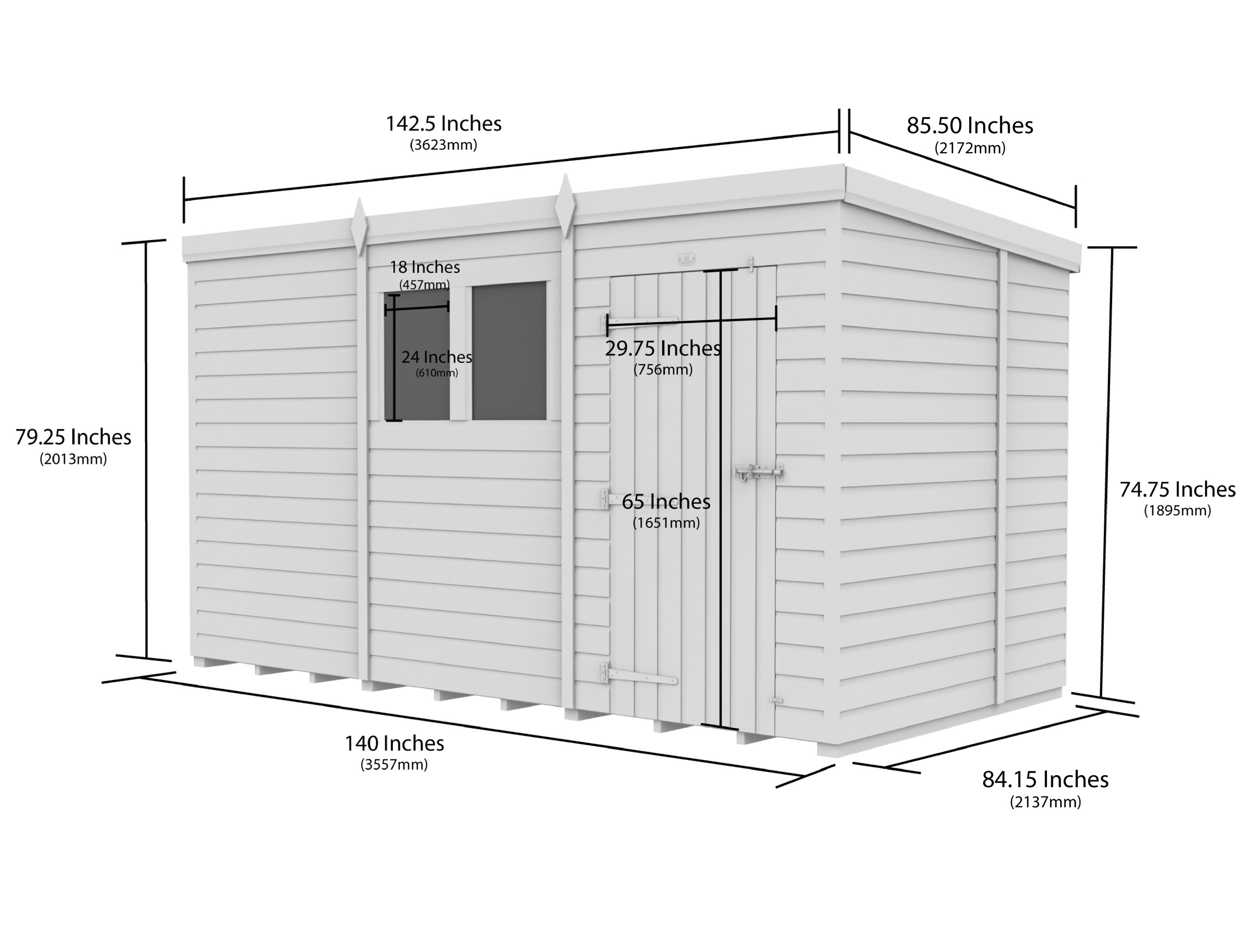 12 x 7 Security Pent Shed