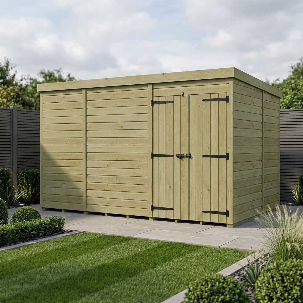 13 x 9 Pent Shed (Double Door, No Windows)
