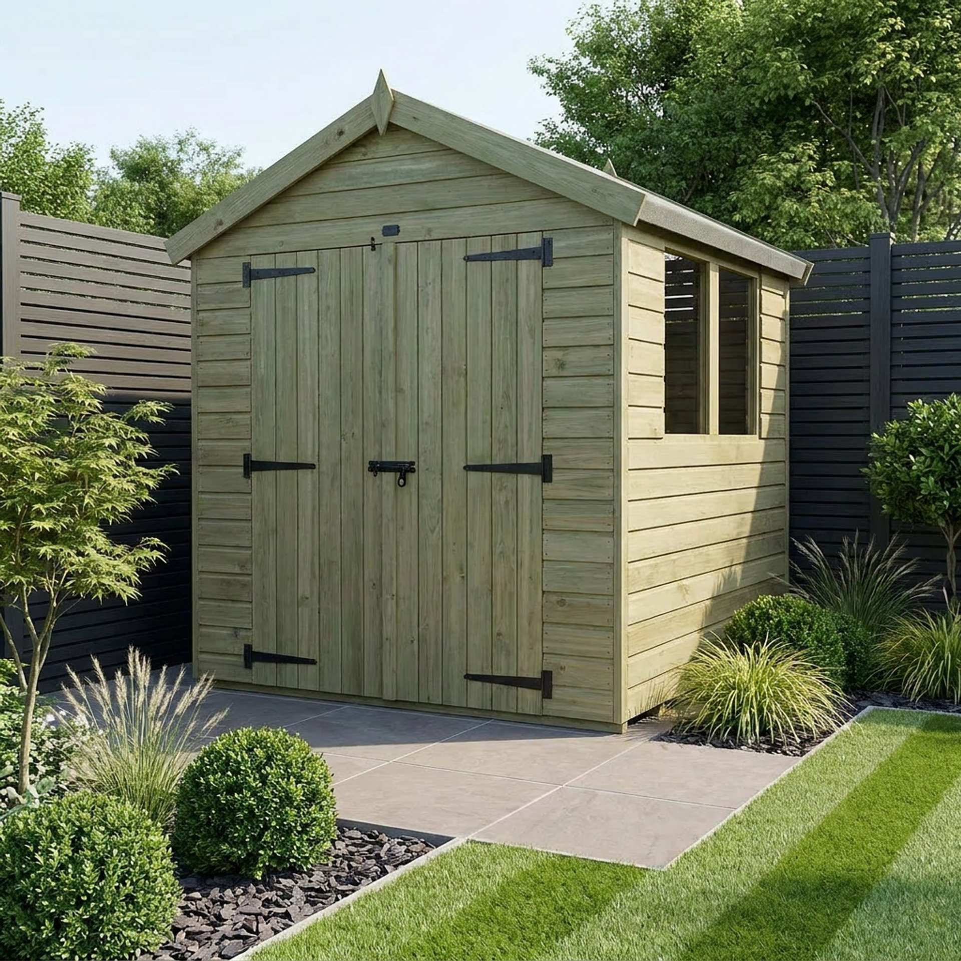6 x 4 Apex Shed (Double Door, With Windows)