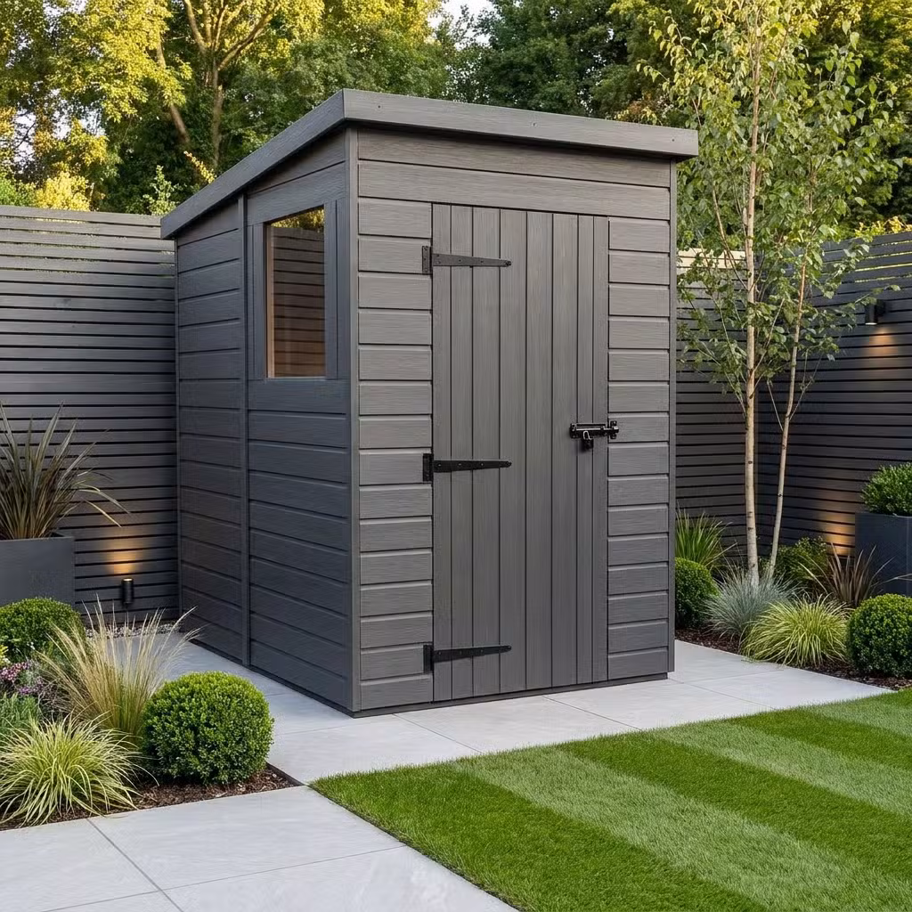 4x5 Pent Composite Shed (Single Door, With Windows)