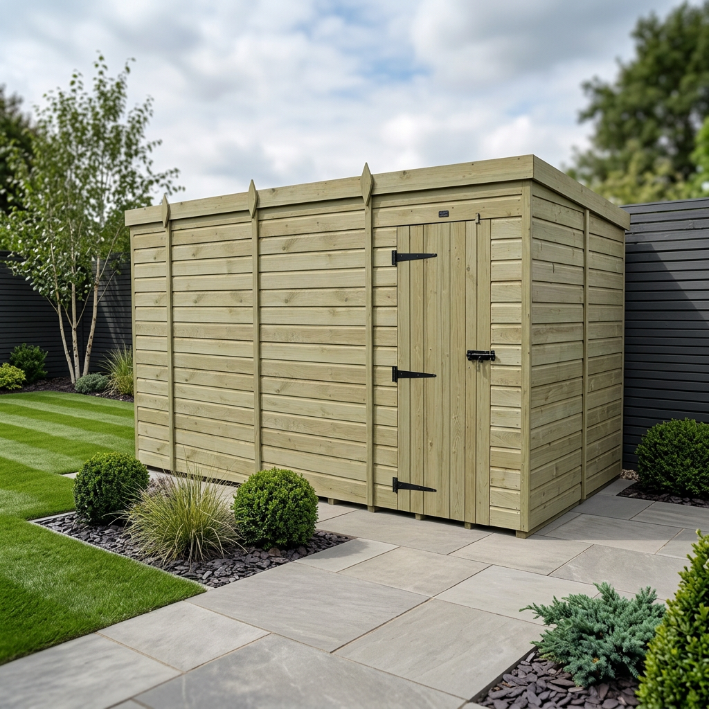 14 x 10 Pent Shed (Single Door, No Windows)