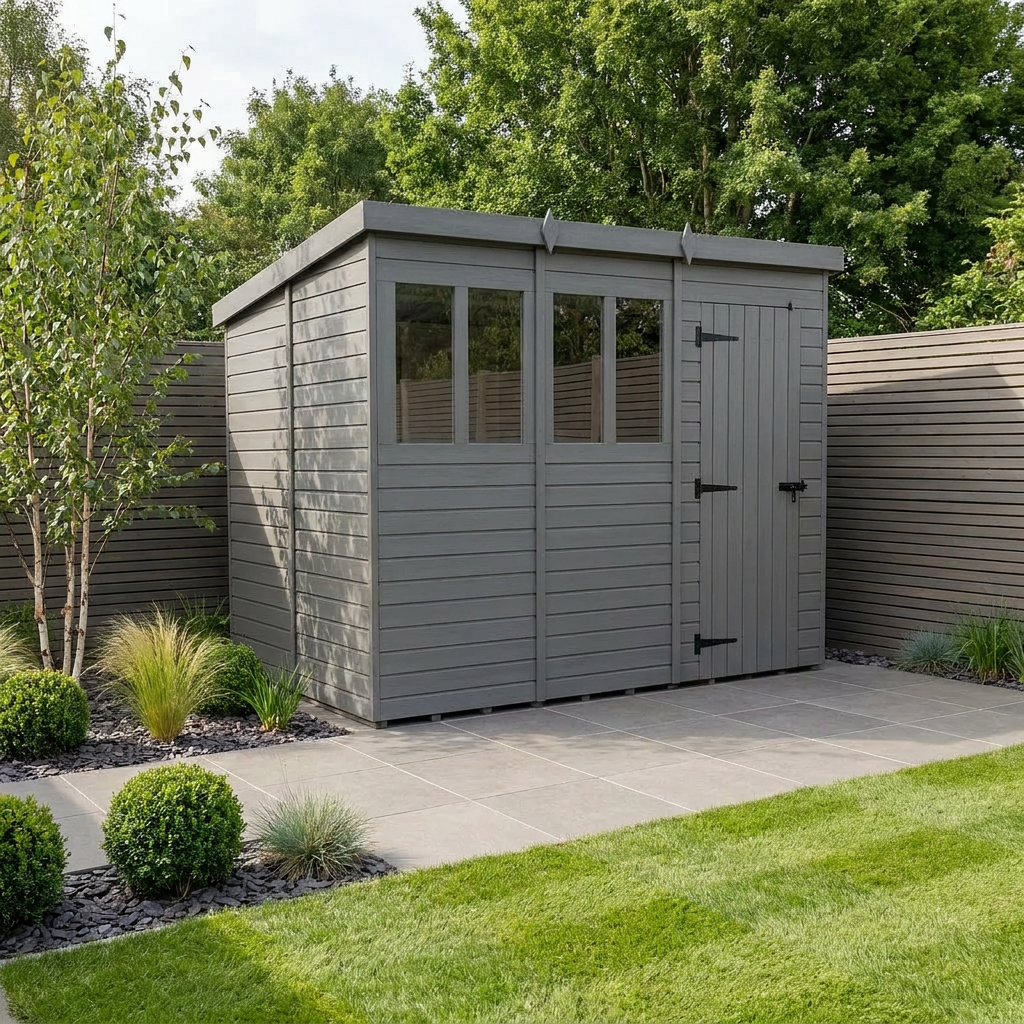15x10 Pent Composite Shed (Single Door, With Windows)