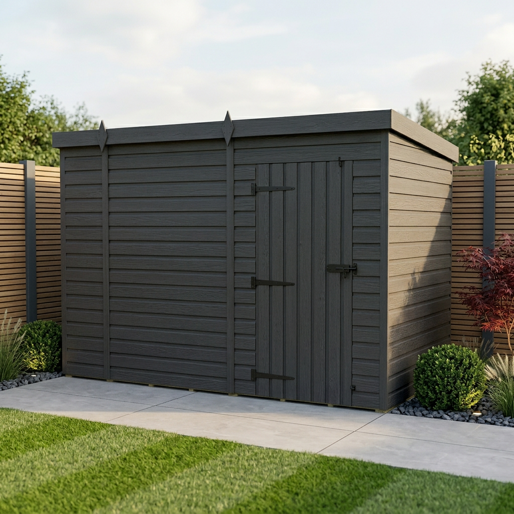 10x8 Pent Composite Shed (Single Door, No Windows)