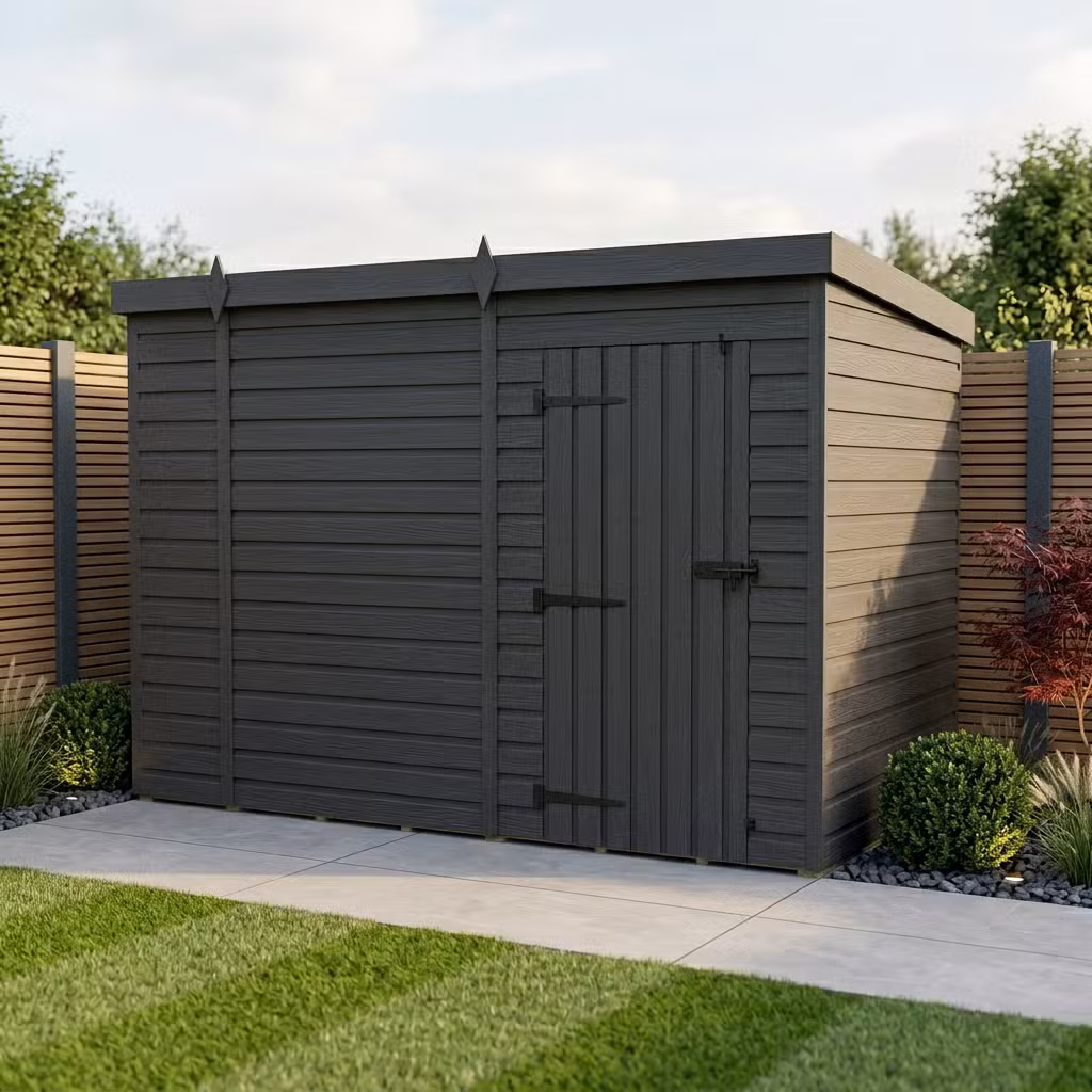 10x8 Pent Composite Shed (Single Door, No Windows)
