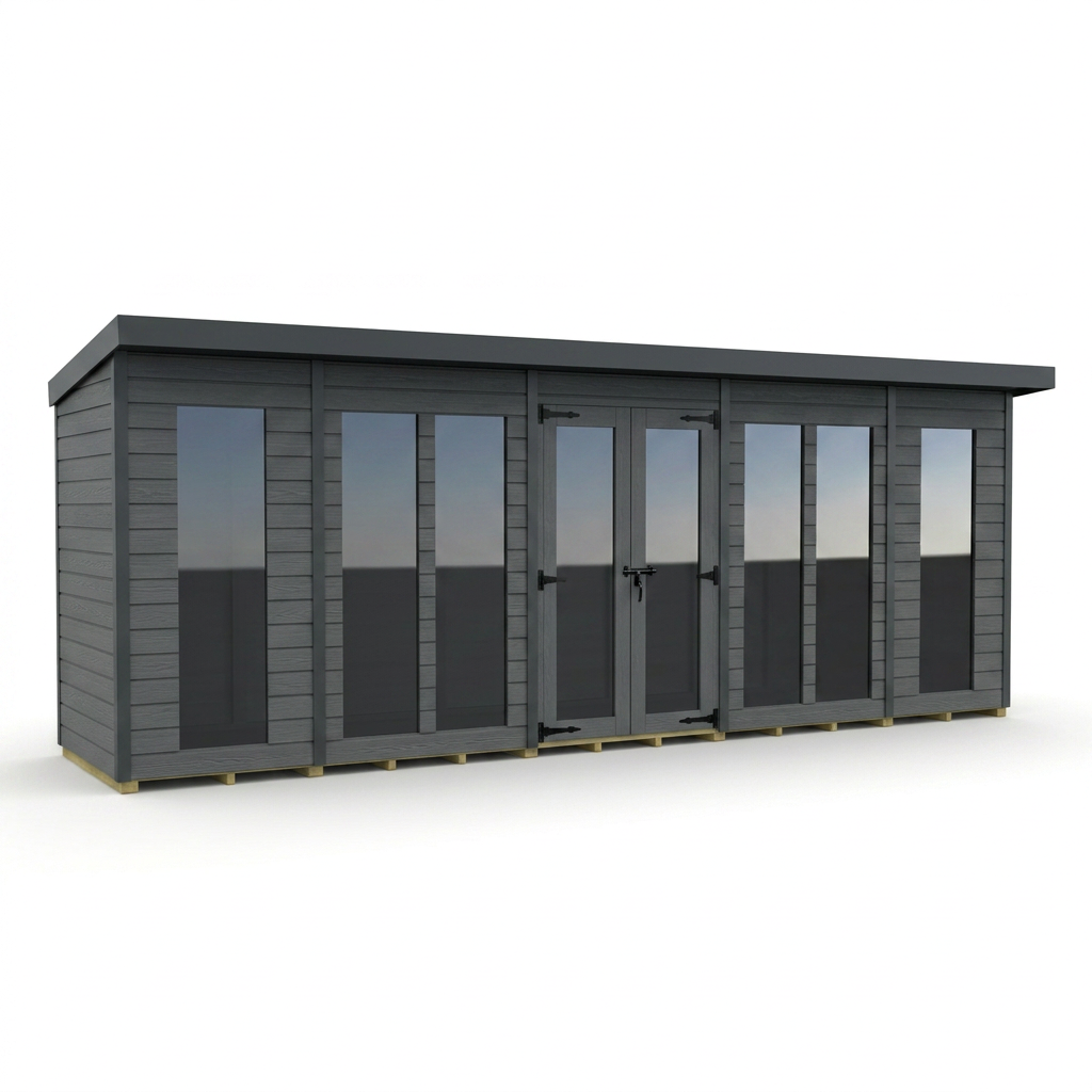 19x4 Composite Pent Full Height Summer House
