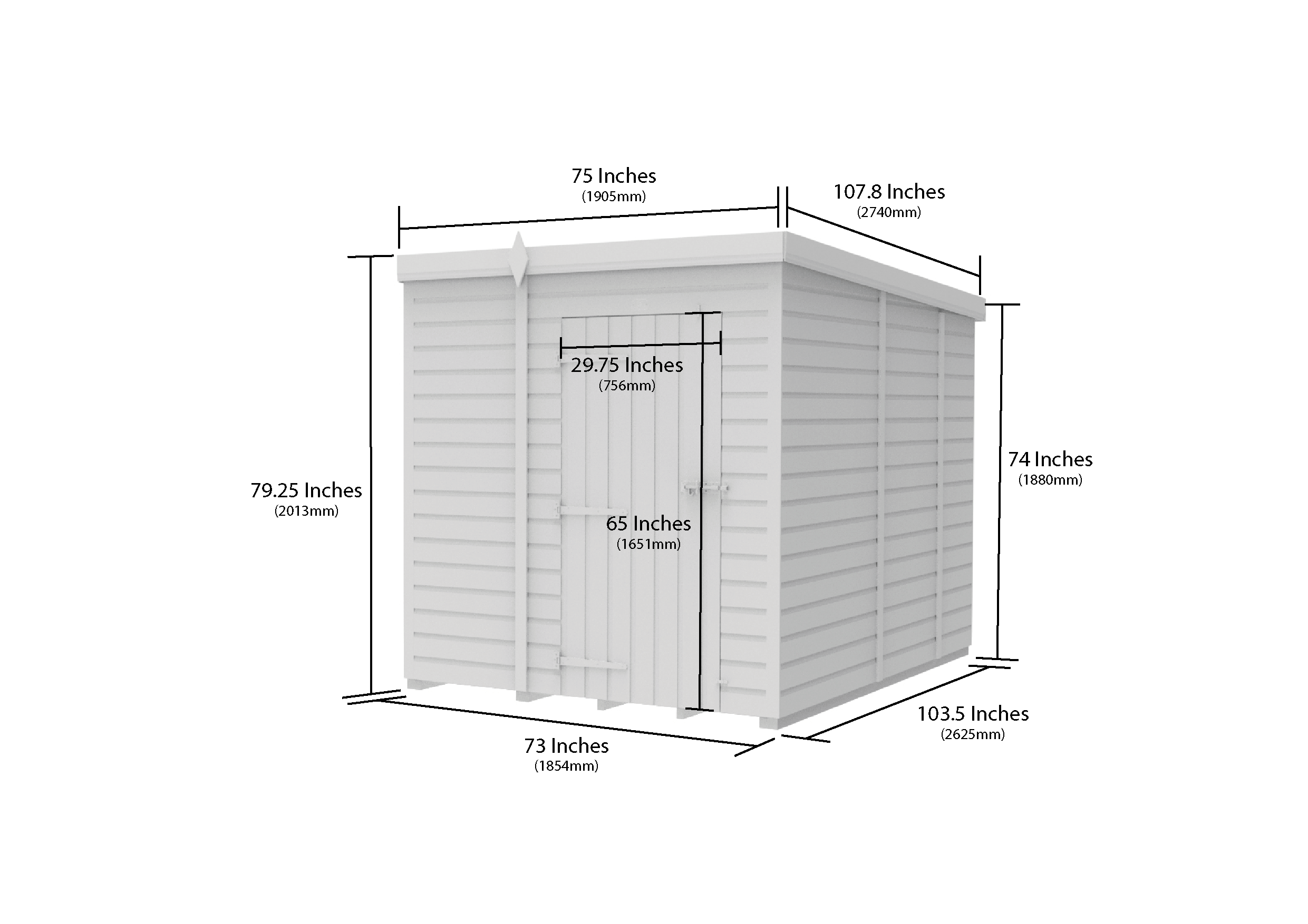 6x9 Pent Composite Shed (Single Door, With Windows)