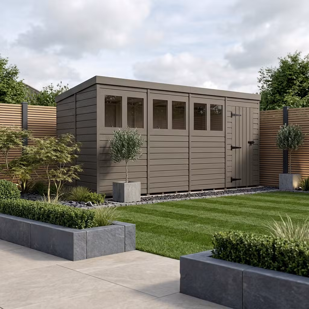 6x9 Pent Composite Shed (Single Door, With Windows)
