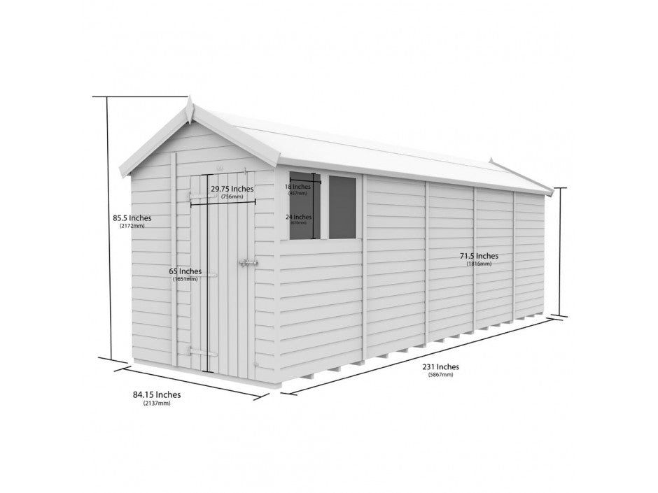 7 x 20 Apex Shed (Single Door, With Windows)