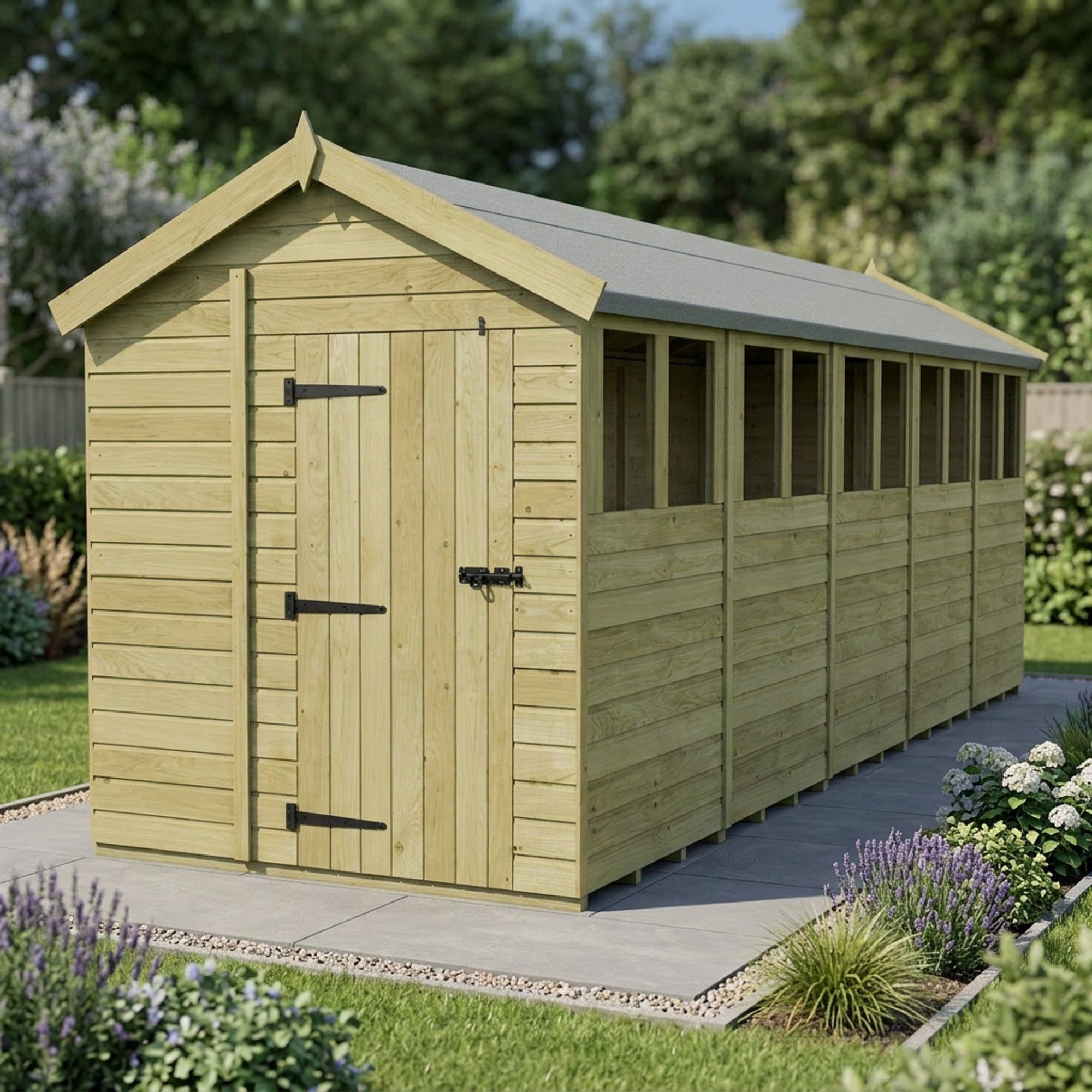 7 x 20 Apex Shed (Single Door, With Windows)