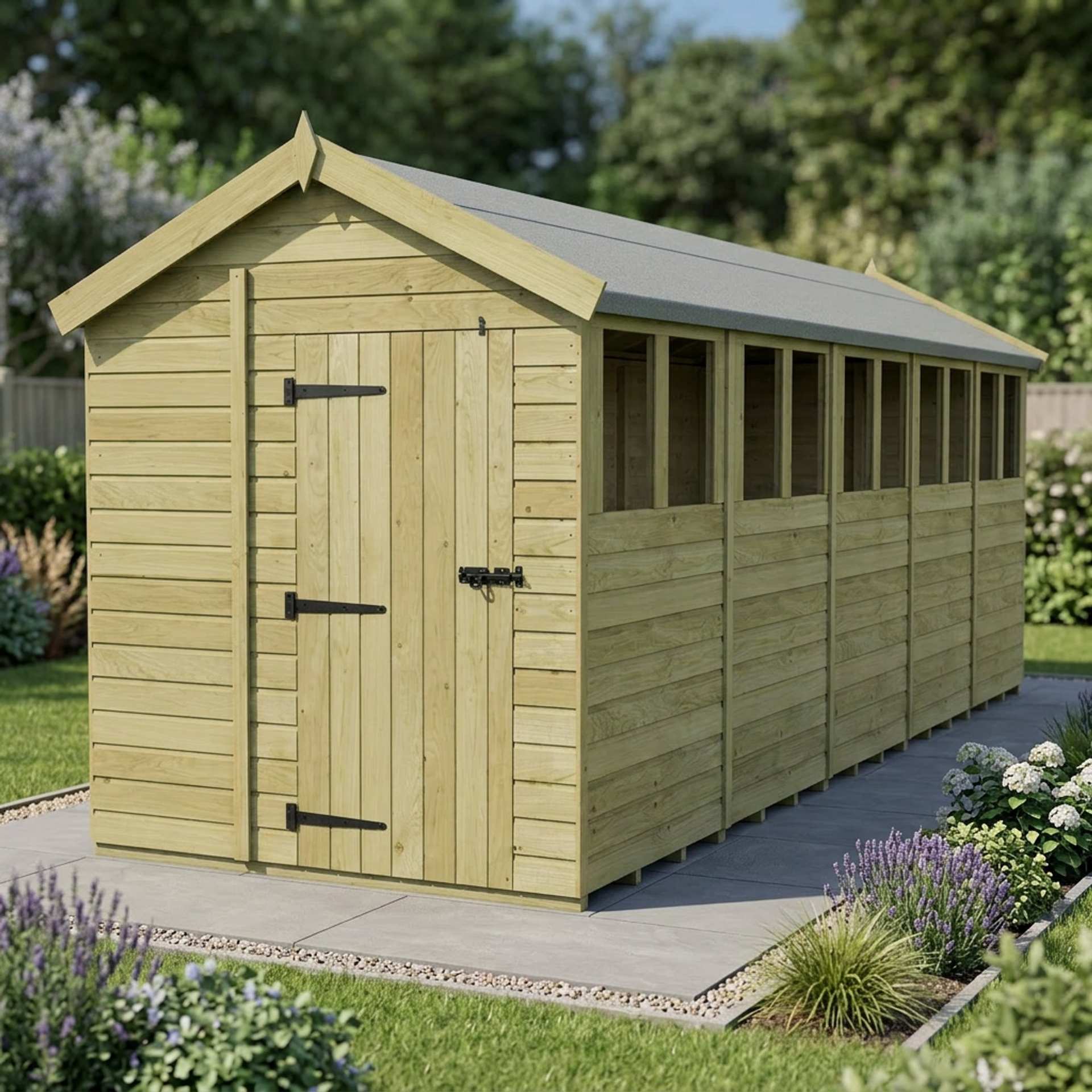 7 x 20 Apex Shed (Single Door, With Windows)