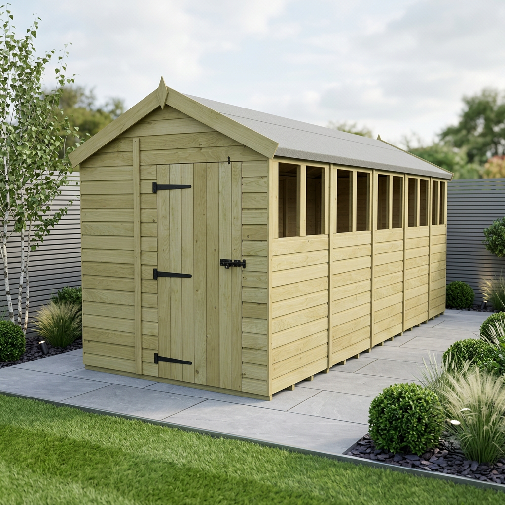 7 x 20 Apex Shed (Single Door, With Windows)