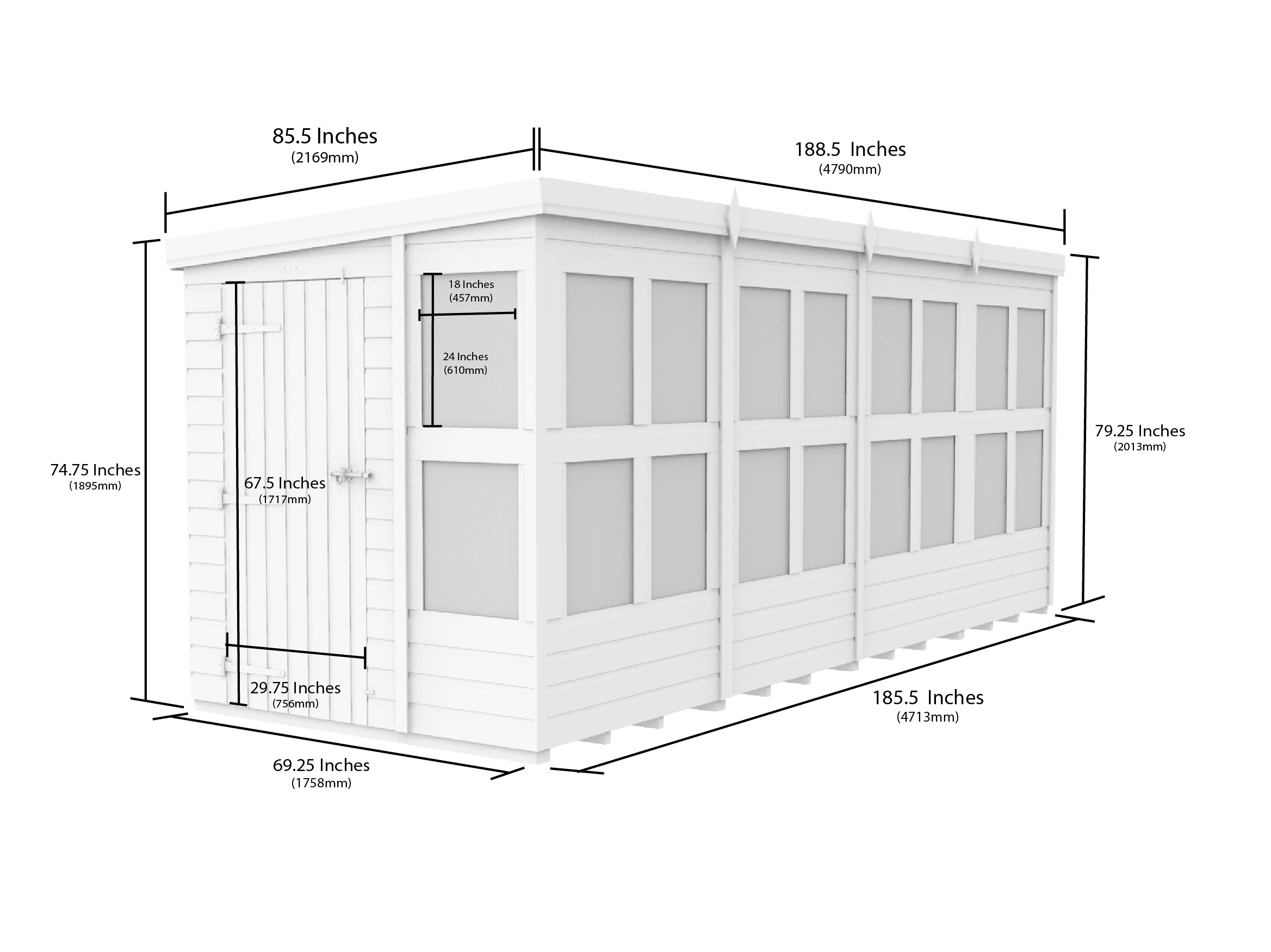 6 x 16 Pent Potting Shed