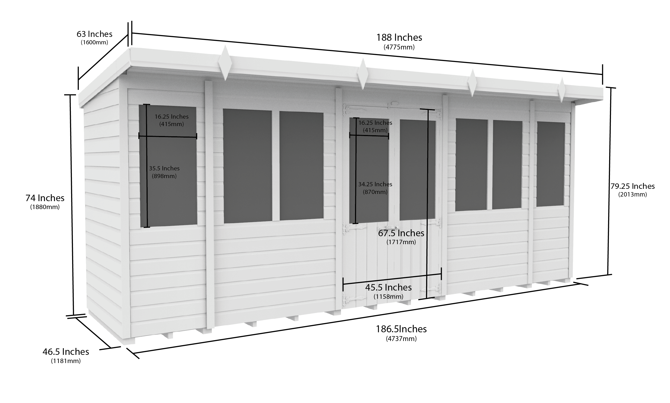 16 x 4 Pent Summer House