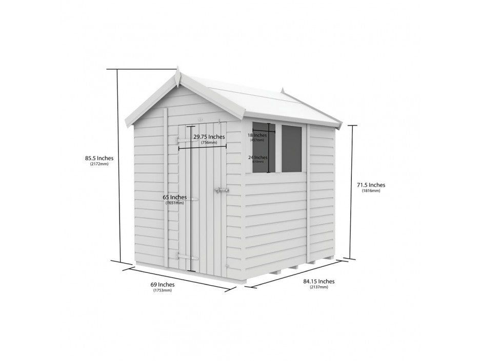 6 x 7 Apex Shed (Double Door, With Windows)