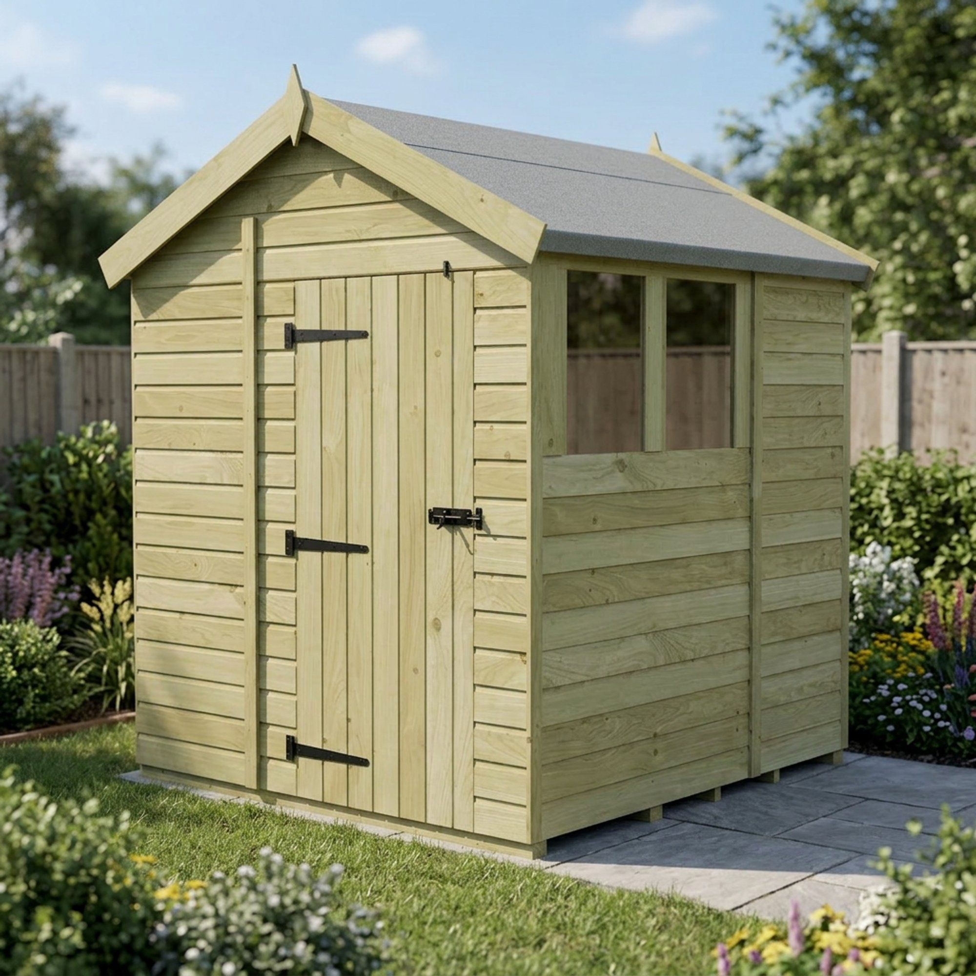 6 x 7 Apex Shed (Single Door, With Windows)