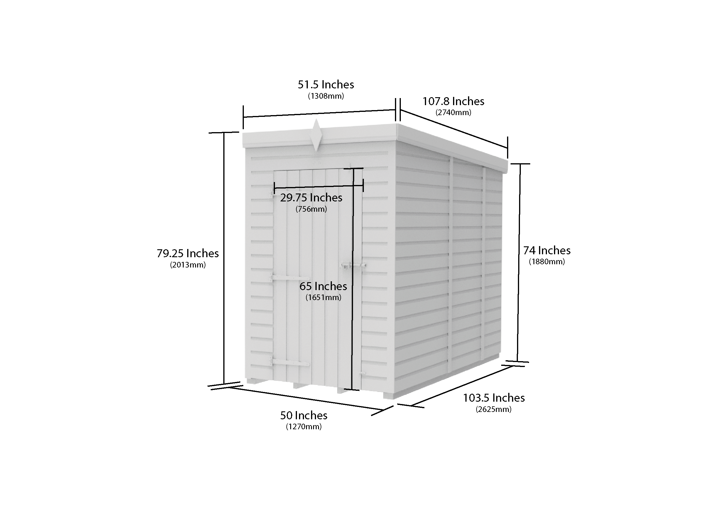 4 x 9 Pent Shed (Single Door, With Windows)