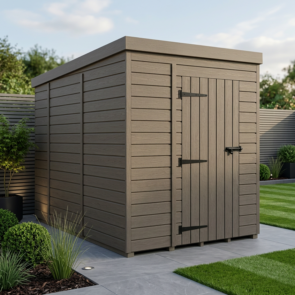 6x10 Pent Composite Shed (Single Door, No Windows)