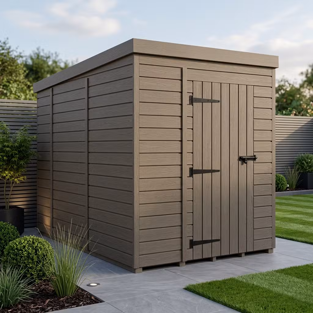 6x10 Pent Composite Shed (Single Door, No Windows)