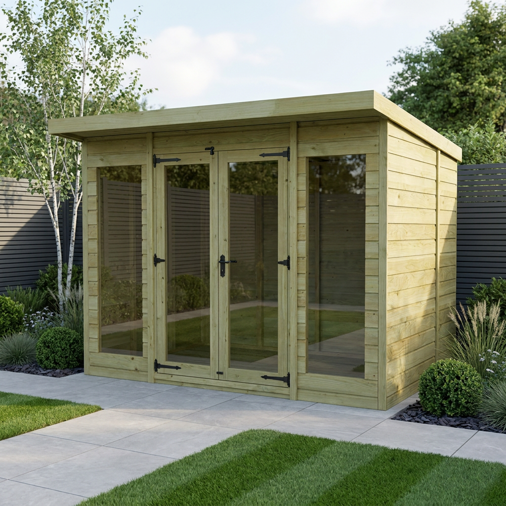 8 x 7 Pent Summer House (Full Height Window)