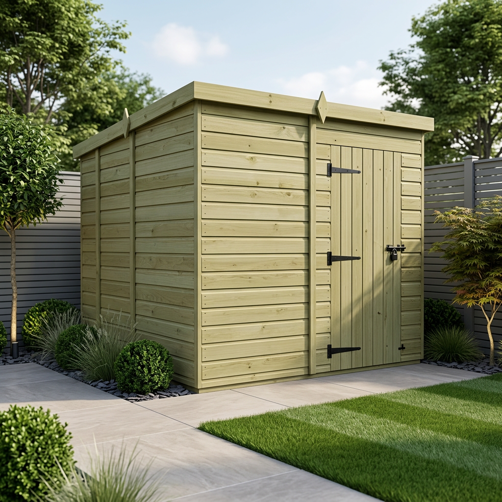 7 x 9 Pent Shed (Single Door, No Windows)