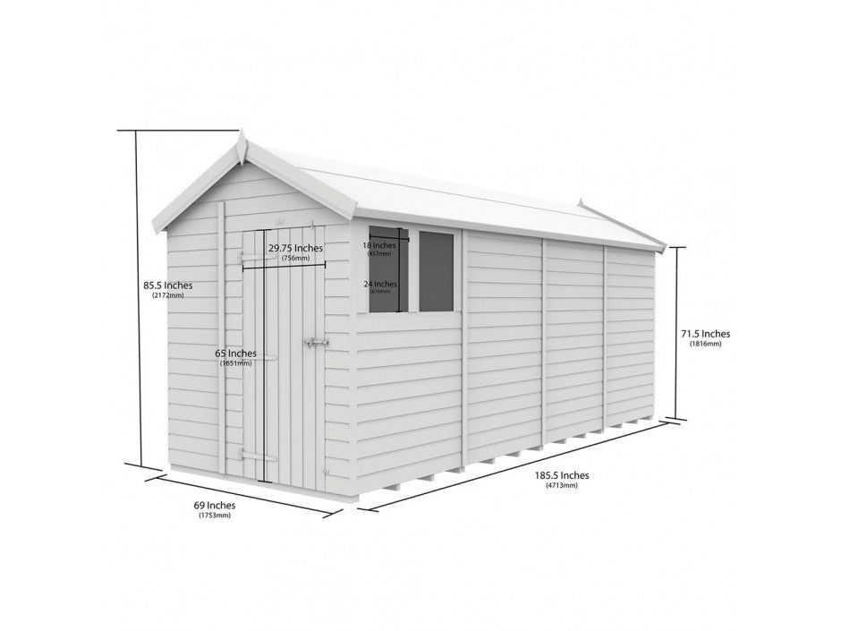 6 x 16 Apex Shed (Double Door, With Windows)