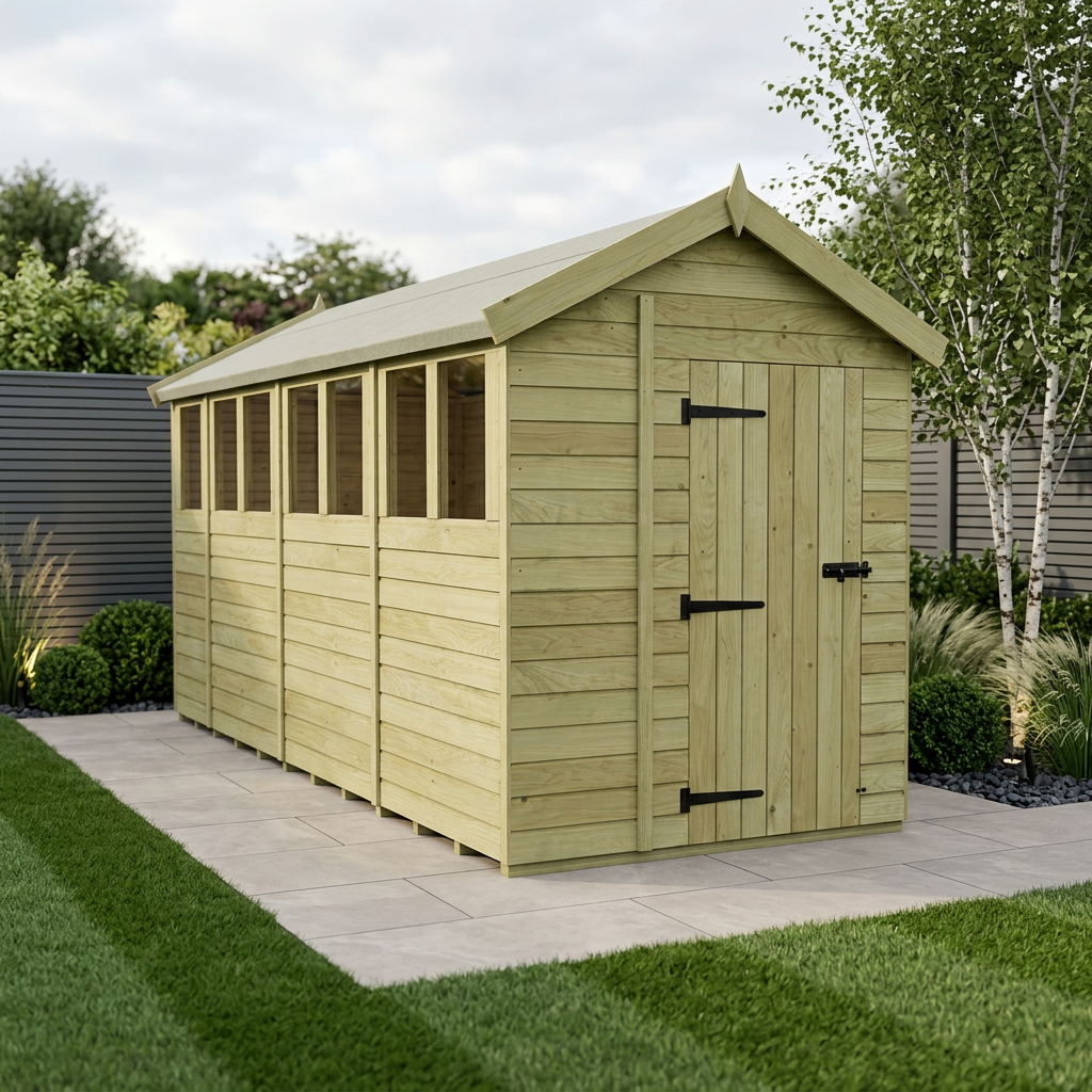 6 x 16 Apex Shed (Single Door, With Windows)