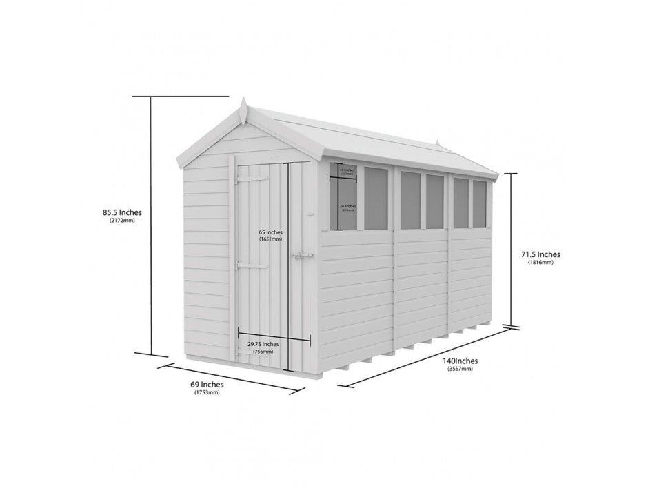 5 x 12 Apex Shed (Single Door, No Windows)