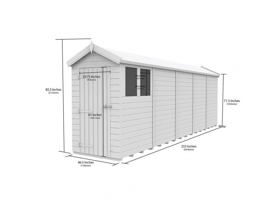 4 x 20 Apex Shed (Single Door, With Windows)