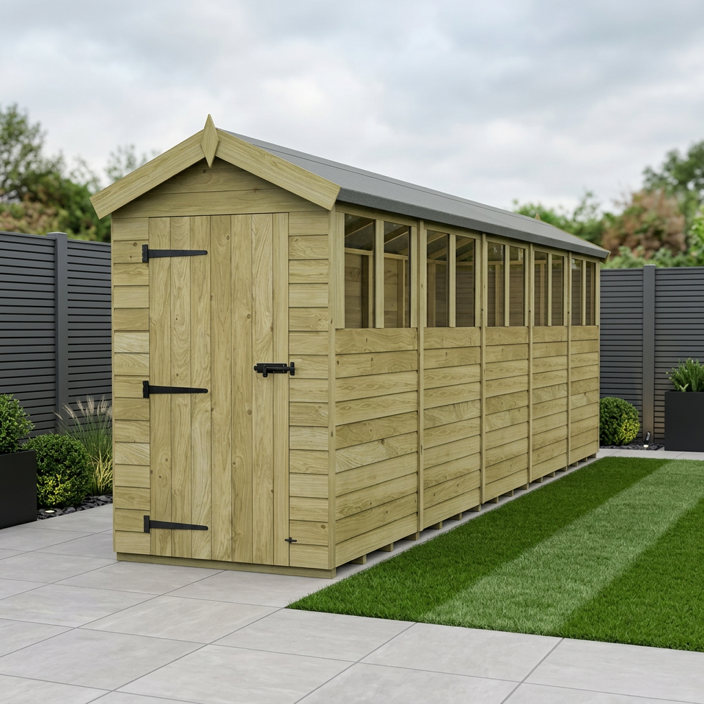4 x 20 Apex Shed (Single Door, With Windows)