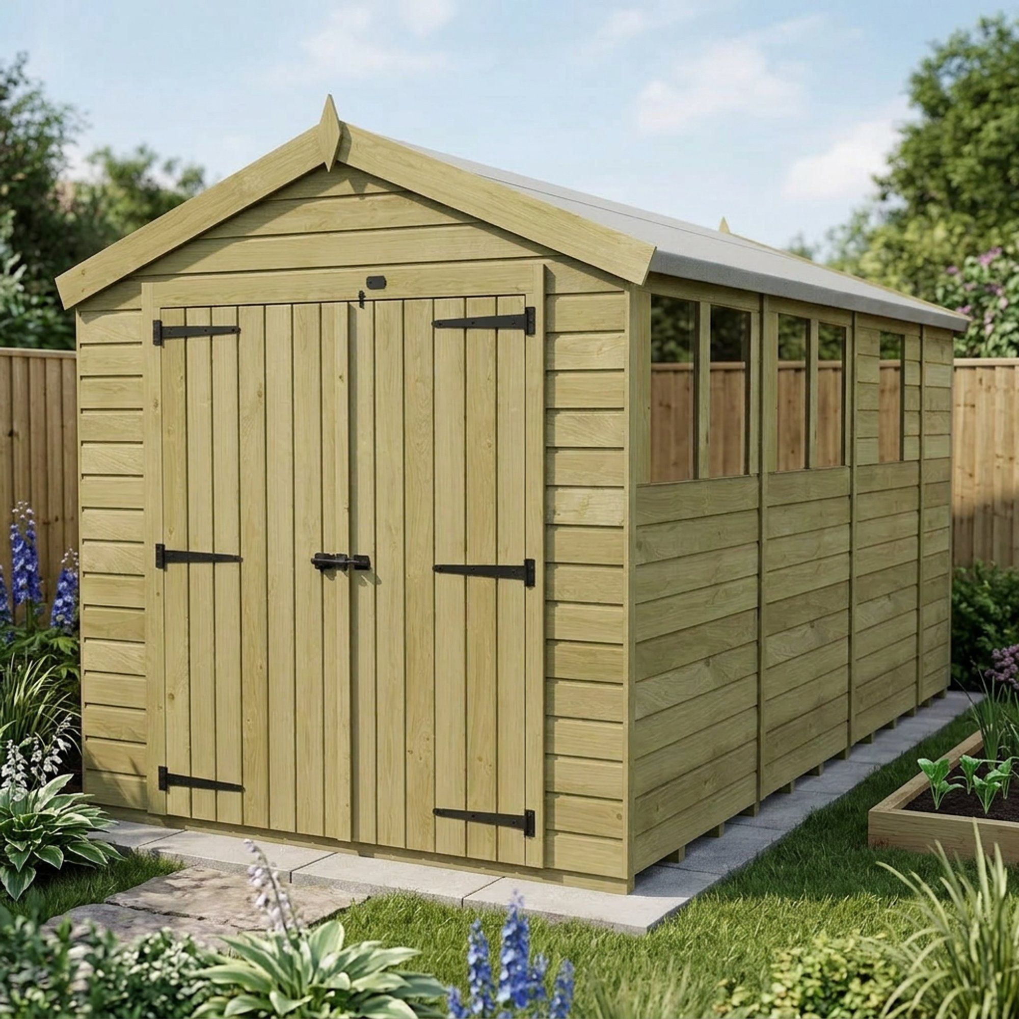 8 x 13 Apex Shed (Double Door, With Windows)