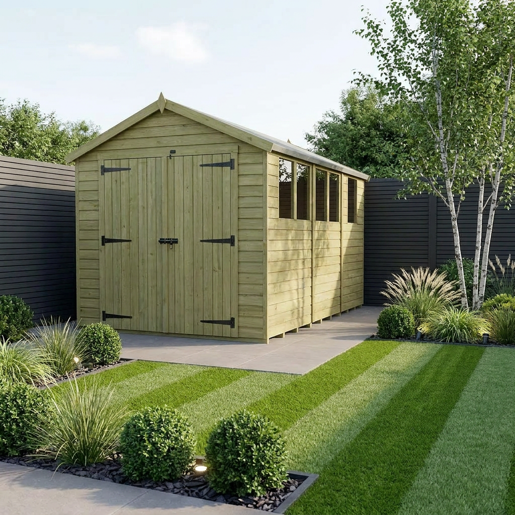 8 x 13 Apex Shed (Double Door, With Windows)