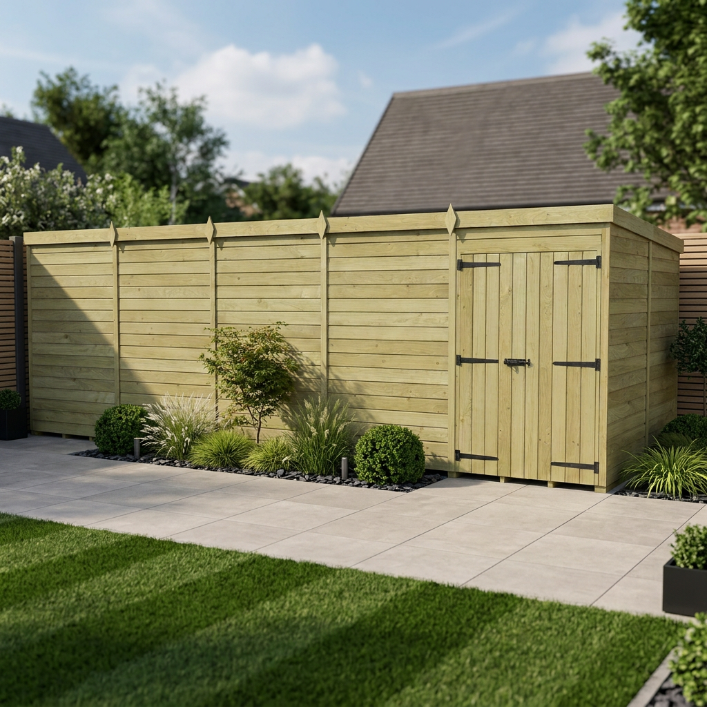 20 x 7 Pent Shed (Double Door, No Windows)