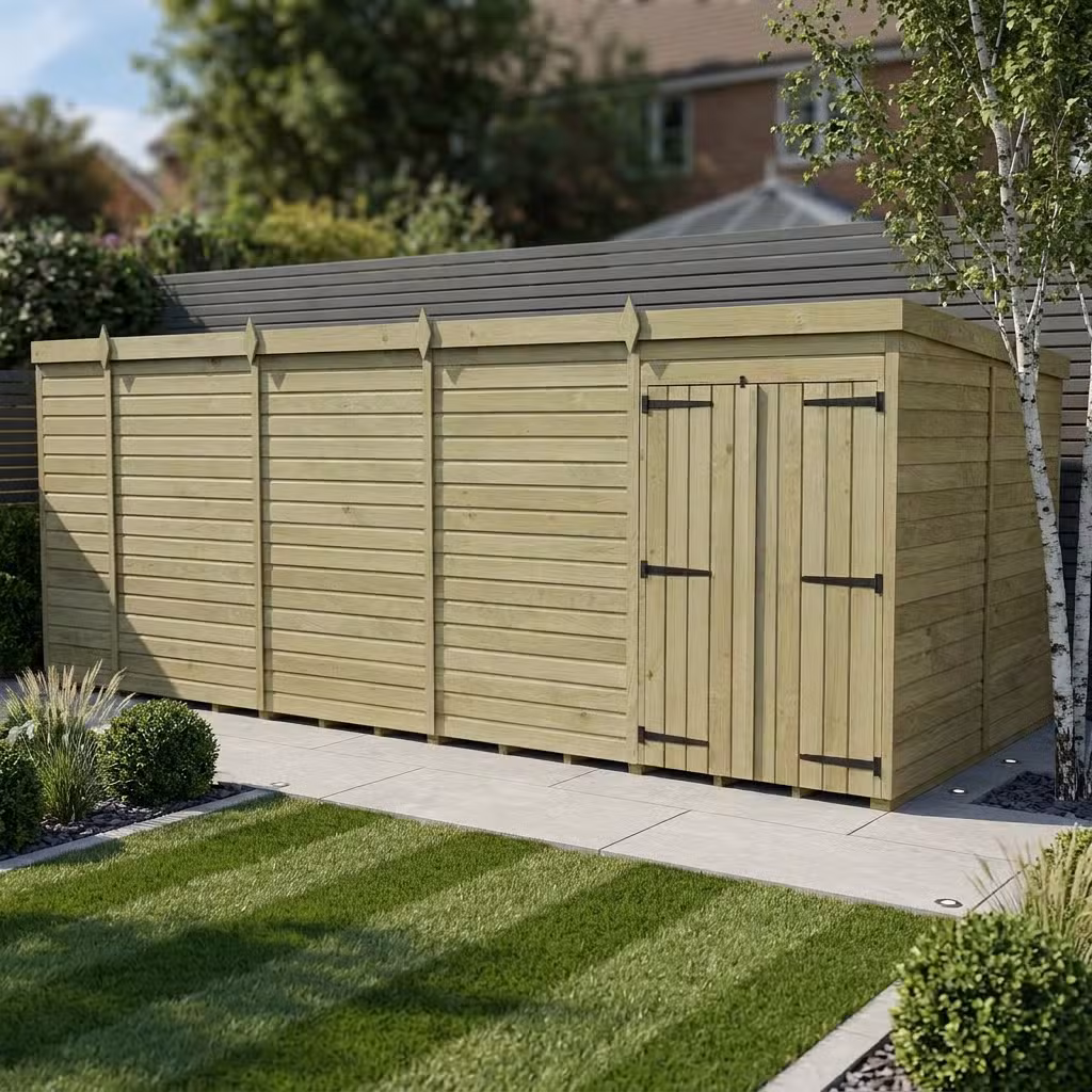 18 x 7 Pent Shed (Double Door, No Windows)