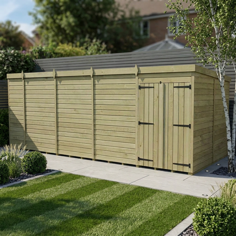 18 x 7 Pent Shed (Double Door, No Windows)