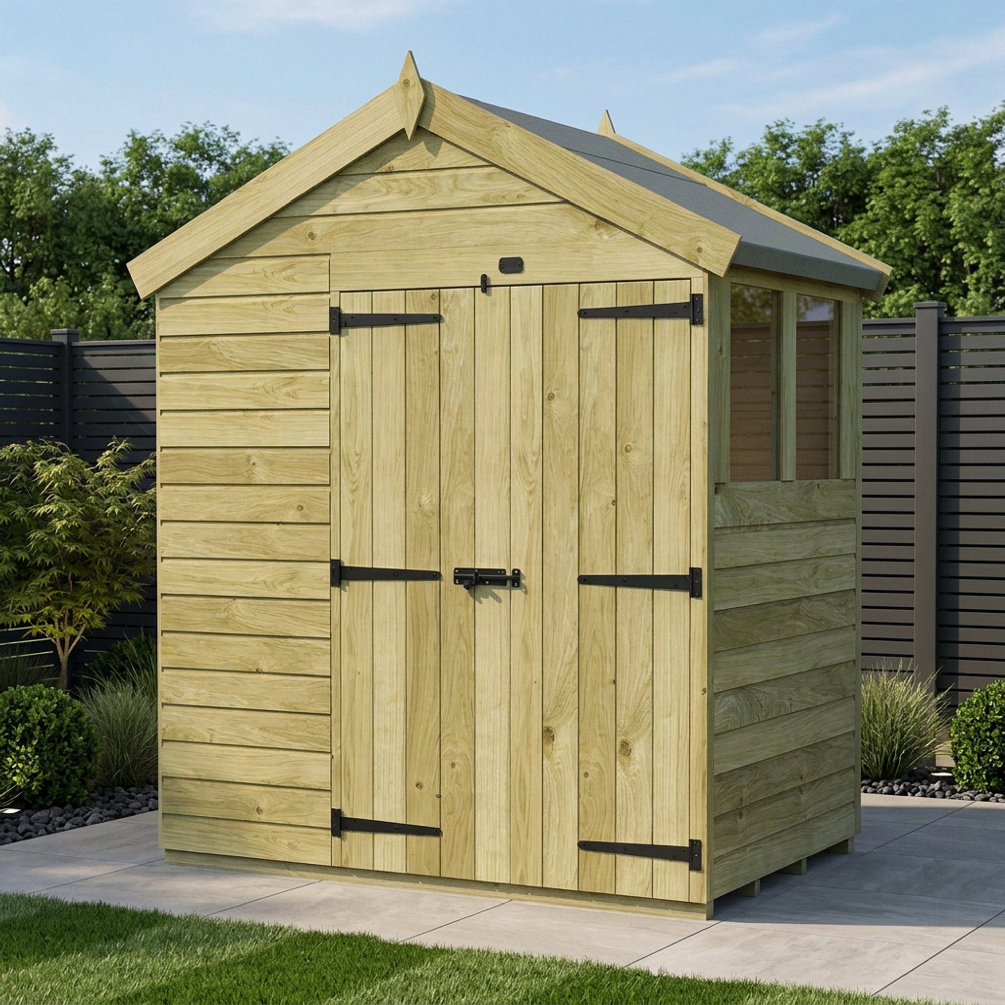 7 x 4 Apex Shed (Double Door, With Windows)