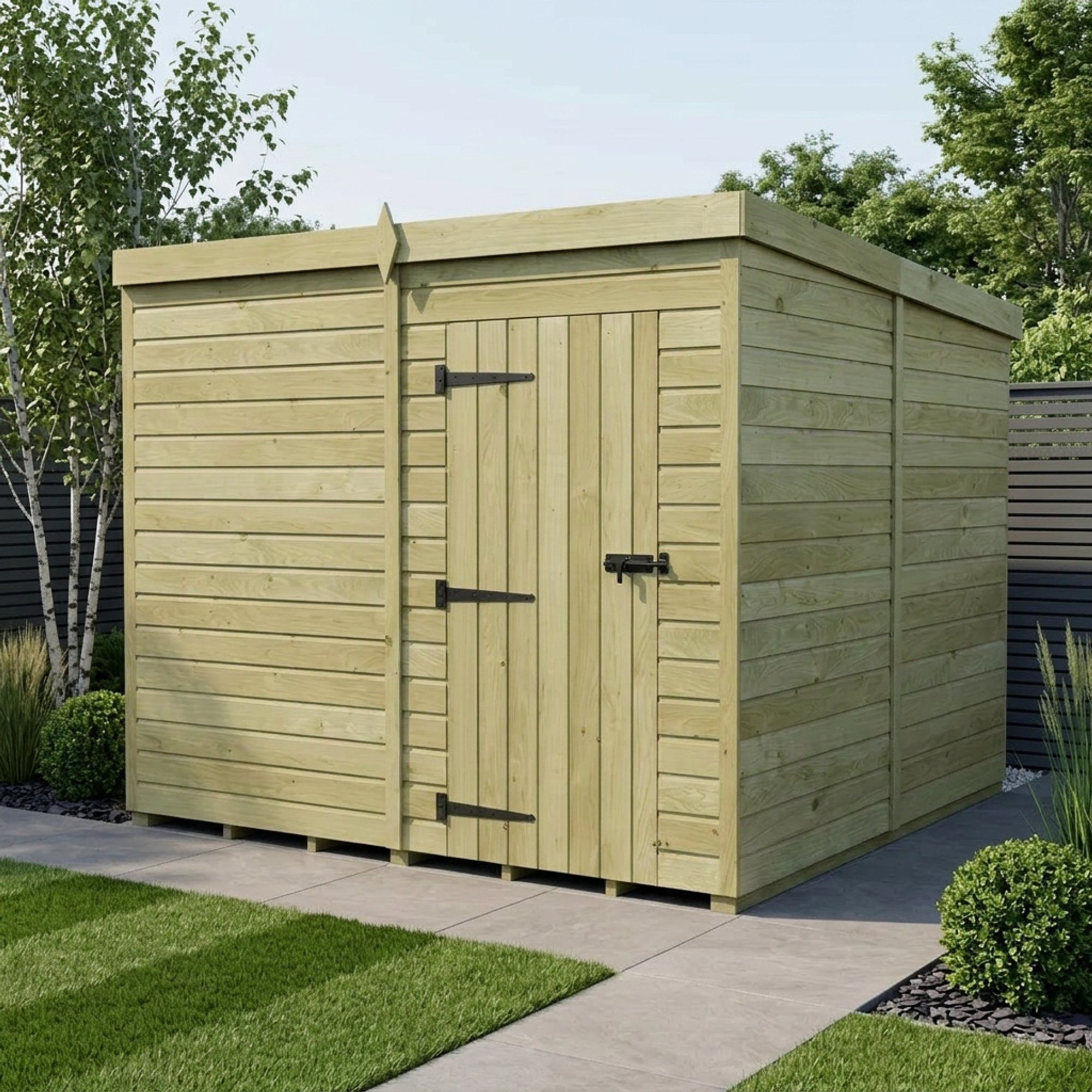 7 x 8 Pent Shed (Single Door, No Windows)